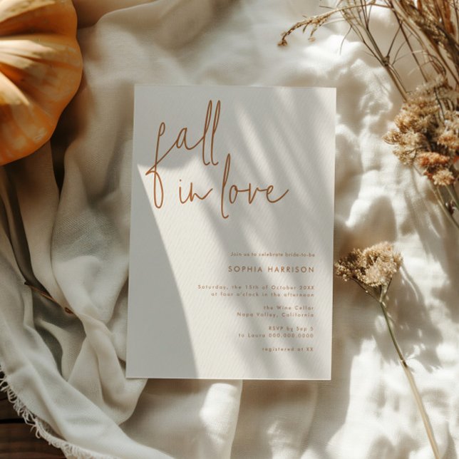 Fall in Love Minimalist Earthy Bridal Shower Invitation (Creator Uploaded)