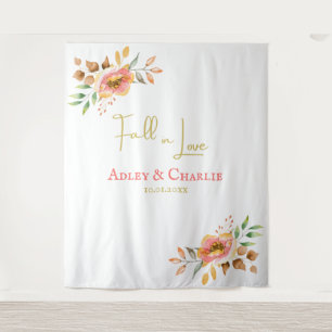 Fall in Love minimalist wedding or shower backdrop Tapestry