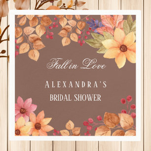 Fall in Love Mocha Autumn Bridal Shower Napkin