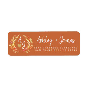 Fall in Love Monogram Wedding Return Address Return Address Label