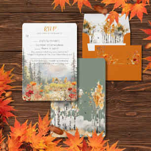 Fall in Love Mountain Wedding RSVP Card