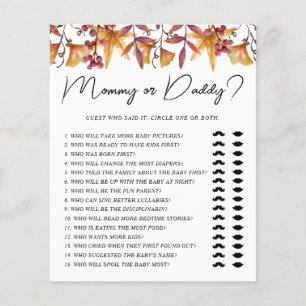 Fall in Love Mummy or Daddy Baby Shower Game