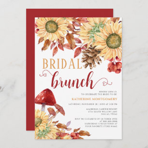 Fall In Love Mushroom Sunflower Fall Bridal Brunch Invitation