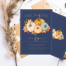 Fall in Love Navy Blue Autumn Pumpkins Wedding