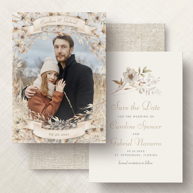 Fall In Love Neutral Autumn Wedding Save The Date (Creator Uploaded)