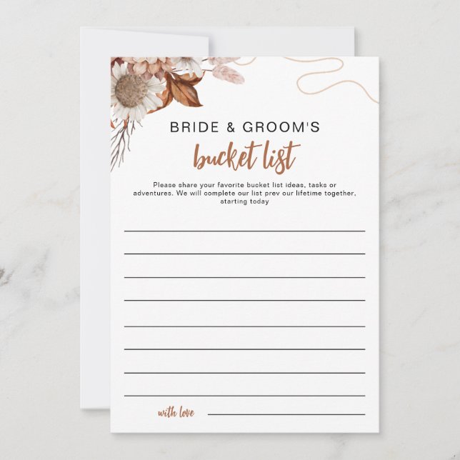 Fall in love | Newlywed Bucket List Bridal Shower  Invitation (Front)