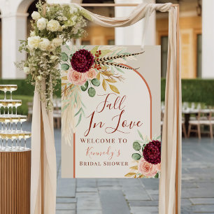 Fall In Love Pampas Floral Bridal Shower Welcome  Poster