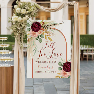Fall In Love Pampas Floral Bridal Shower Welcome  Poster