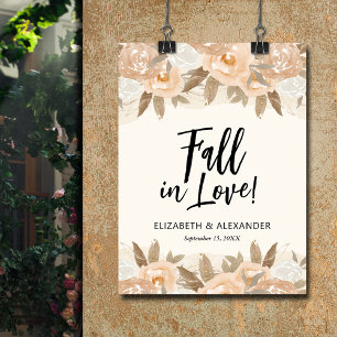 Fall in Love Peach Flowers Wedding Welcome Poster