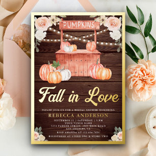 Fall in Love Peach Pumpkin Barn Wood Bridal Shower