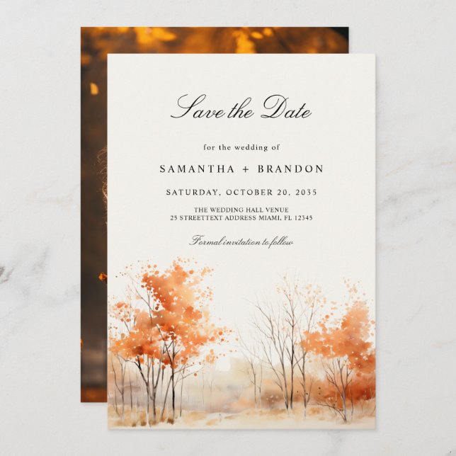 Fall in love Photo Save The Date (Front/Back)