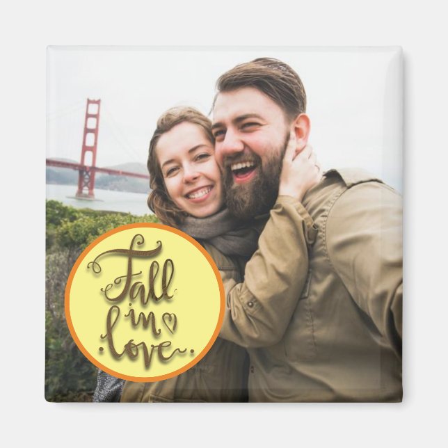 Fall in Love Photo with Script Text Magnet (Front)