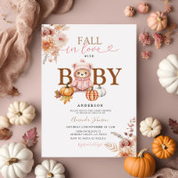Fall in Love Pink Girl Gingham Bear Baby Shower