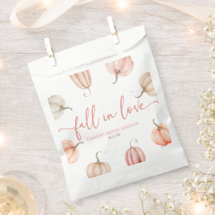 Fall In Love Pink Pumpkin Bridal Shower Favour Bag