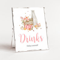 Fall In Love Pink Pumpkin Drinks Baby Shower