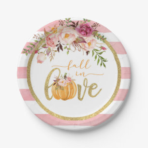 Fall in Love Plate - Pink Stripes