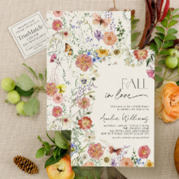 Fall In Love Pressed Wildflower Bridal Shower Invitation