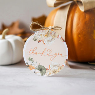 Fall in Love Pumpkin Autumn Baby Shower Round Favour Tags