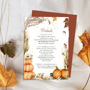 Fall In Love Pumpkin Autumn Wedding Details Enclosure Card