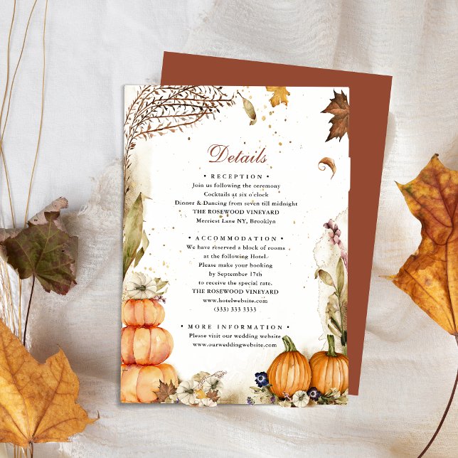 Fall In Love Pumpkin Autumn Wedding Details Enclosure Card (Creator Uploaded)