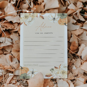 Fall in Love Pumpkin Baby Shower Advice Game Card