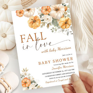 Fall in Love Pumpkin Baby Shower Gender Neutral Invitation