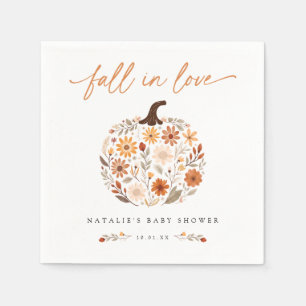 Fall in Love Pumpkin Baby Shower Napkin