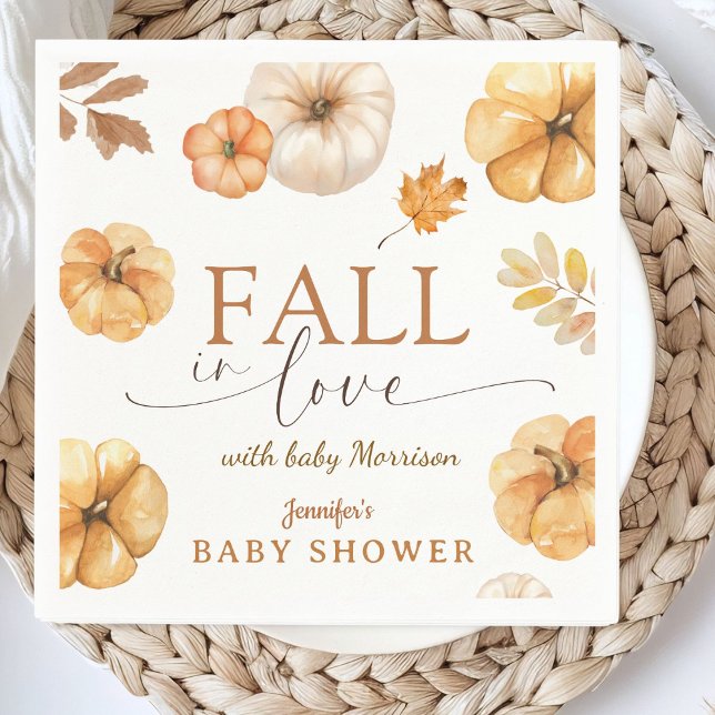 Fall in Love Pumpkin Baby Shower Paper Napkin (Creator Uploaded)