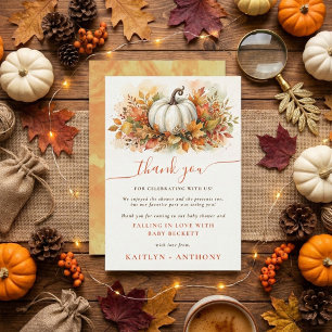Fall In Love Pumpkin Baby Shower Thank You Card