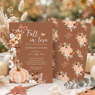 Fall in Love Pumpkin Boho Bridal Shower Invitation