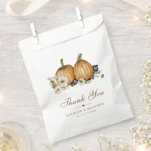 Fall In Love Pumpkin Botanical Autumn Wedding Favour Bag (Creator Uploaded)