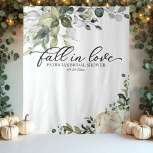 Fall In Love Pumpkin Bridal Shower Backdrop Tapestry