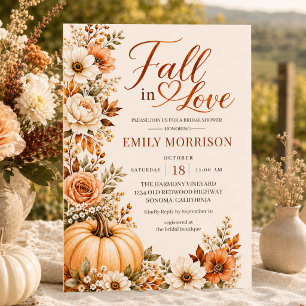 Fall in Love Pumpkin Bridal Shower Invitation