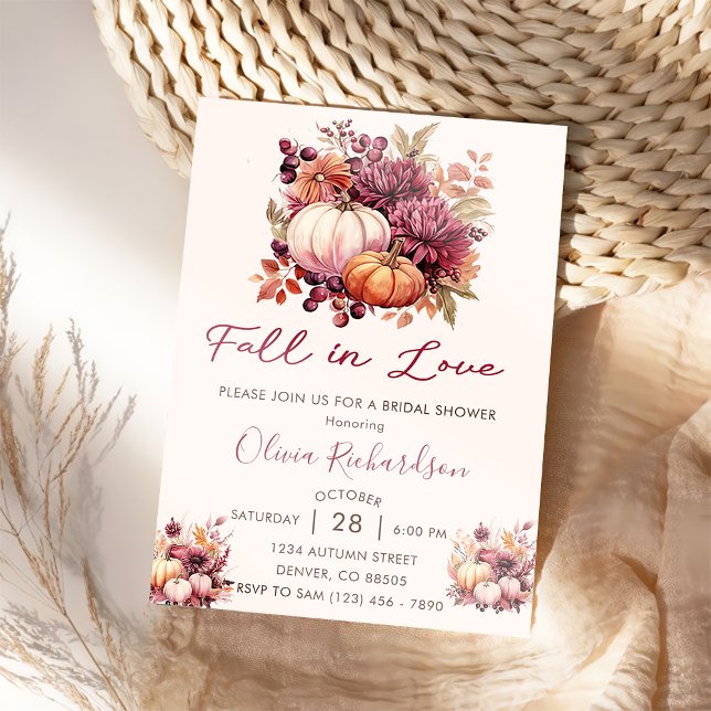 Fall in Love Pumpkin Bridal Shower Invitation (Creator Uploaded)