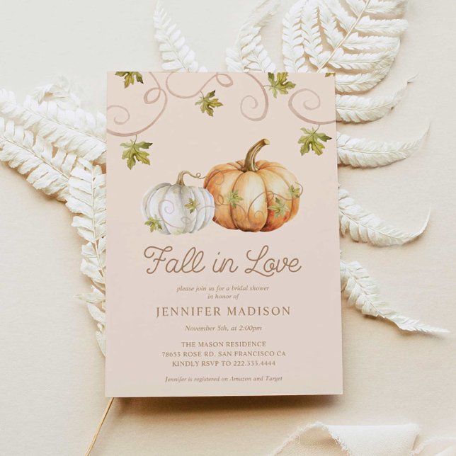 Fall in Love Pumpkin Bridal Shower Invitation (Creator Uploaded)