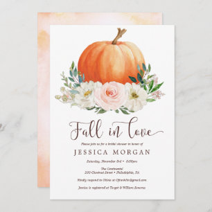 Fall in Love Pumpkin Bridal Shower Invitations