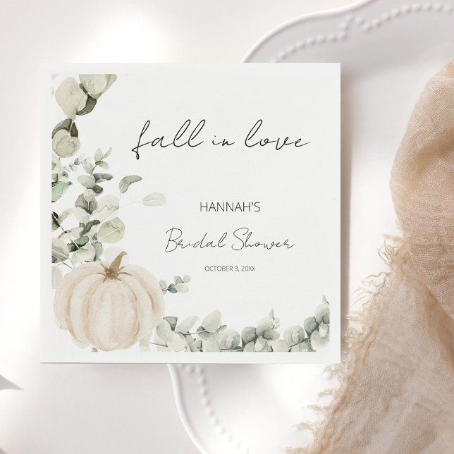 Fall In Love Pumpkin Bridal Shower Napkin (Creator Uploaded)