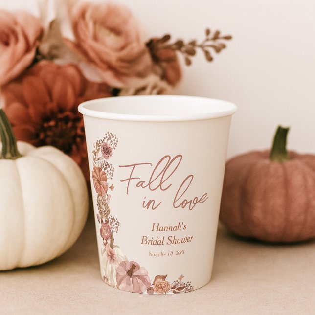 Fall in Love Pumpkin Bridal Shower  Paper Cups (Creator Uploaded)