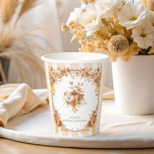 Fall in Love Pumpkin Bridal Shower Paper Cups