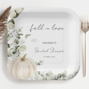 Fall In Love Pumpkin Bridal Shower Paper Plate