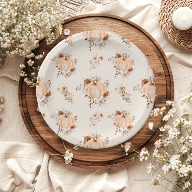 Fall in Love Pumpkin Bridal Shower Paper Plate (Creator Uploaded)