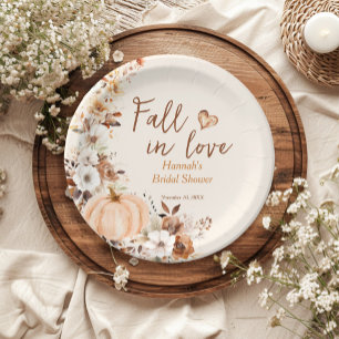 Fall in Love Pumpkin Bridal Shower Paper Plate