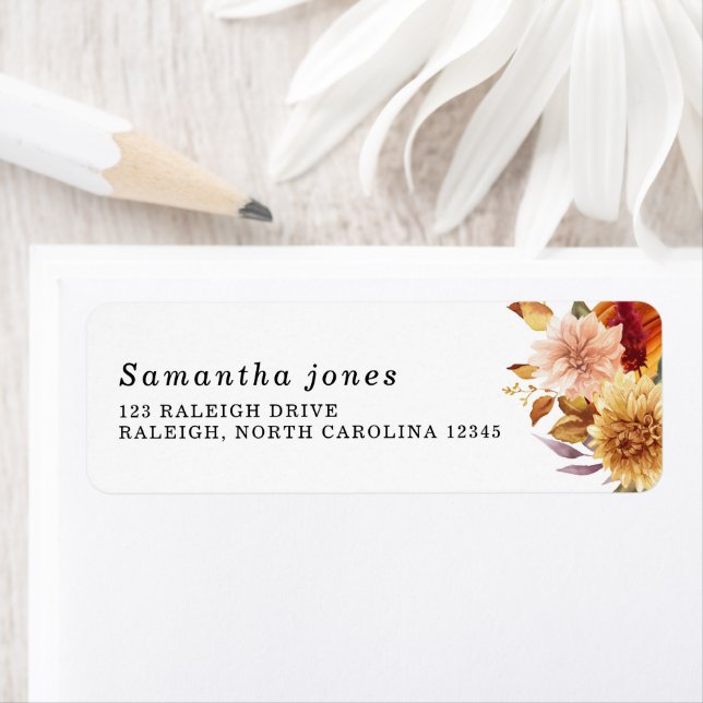 Fall in Love Pumpkin  Bridal Shower Return Address Label (Insitu)