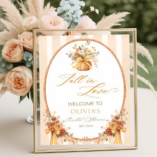 Fall in Love Pumpkin Bridal Shower Welcome Poster