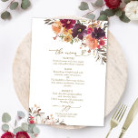 Fall in Love Pumpkin Burgundy Wedding Menu Card<br><div class="desc">Create an elegant and timeless fall-themed wedding suite that effortlessly reflects your style with personalised details.</div>