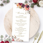 Fall in Love Pumpkin Burgundy Wedding Menu Cards<br><div class="desc">Create an elegant and timeless fall-themed wedding suite that effortlessly reflects your style with personalised details.</div>