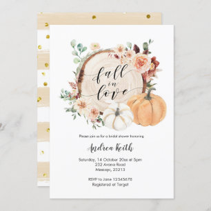 fall in love pumpkin burnt orange invitation