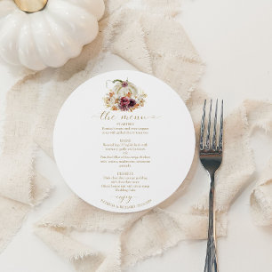 Fall in Love Pumpkin Circle Wedding Menu Card