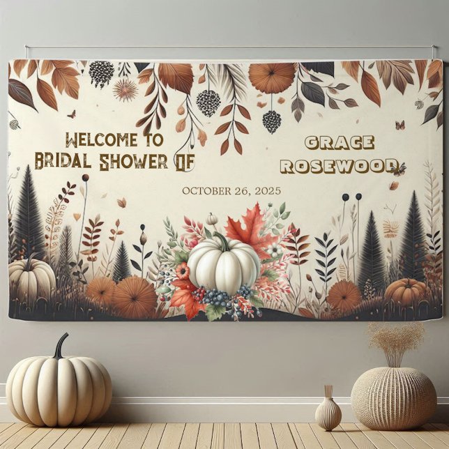 Fall In Love Pumpkin Country Rustic Bridal Shower Banner (Fall In Love Pumpkin Country Rustic Bridal Shower Banner)