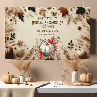 Fall In Love Pumpkin Country Rustic Bridal Shower Banner